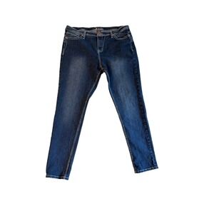 Ruby Moon Embellished Skinny Jeans Women 16 Blue Dark Wash Rhinestone Wing Boho